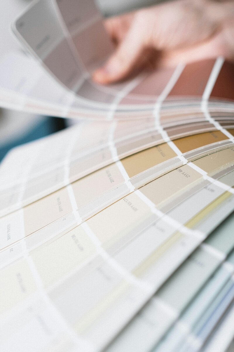 interior designer planning color palettes