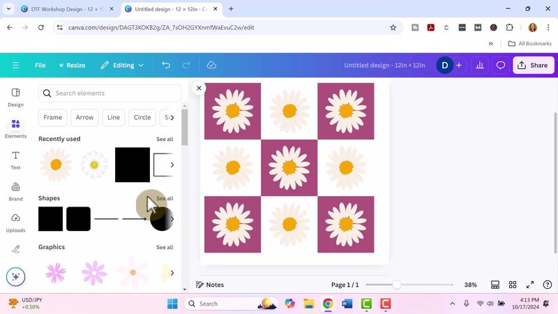 DIY Alex Workshop - DTF transfers workshop - canva tutorial screen capture
