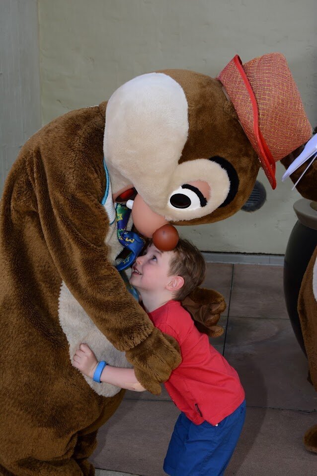 A young Bailey meeting the Chip and Dale
