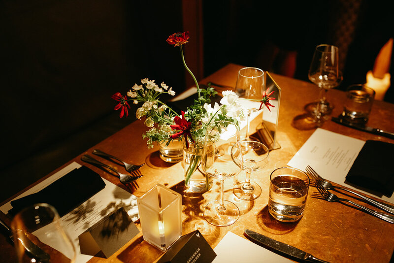 A wedding reception table in San Francsico