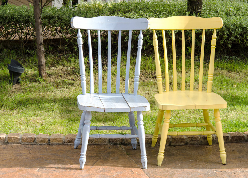 before painting and after painting a chair image