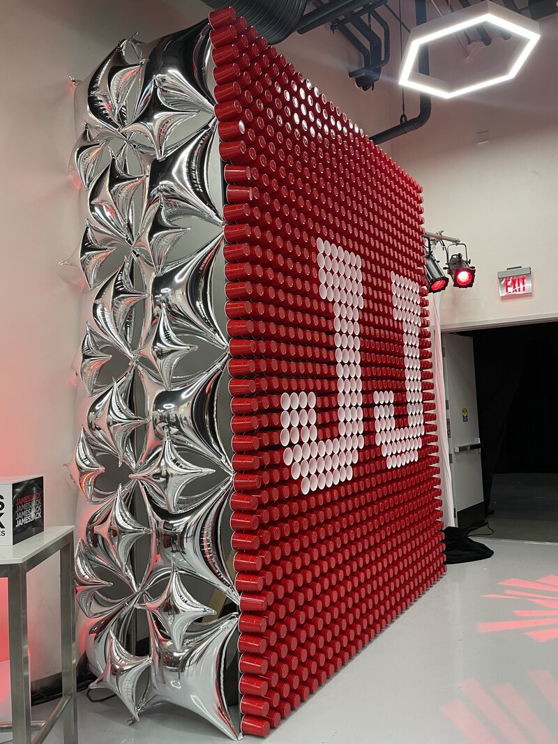 Custom Bat Mitzvah installation by The Works Collective | immersive event design at Sofi Stadium.
