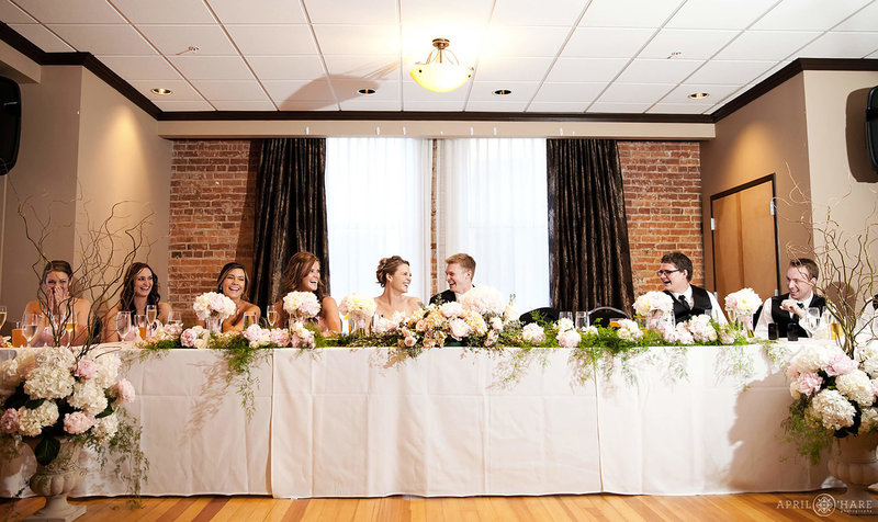 Head Table in the Upstairs Ballroom at The Mining Exchange Hotel Wedding