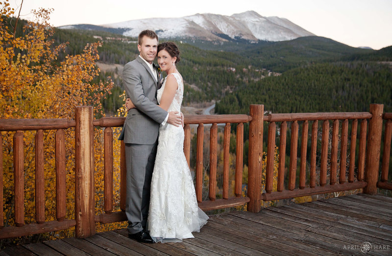 Beautiful wedding portrait for a couple at their fall wedding at the Lodge at Breckenridge in Colorado