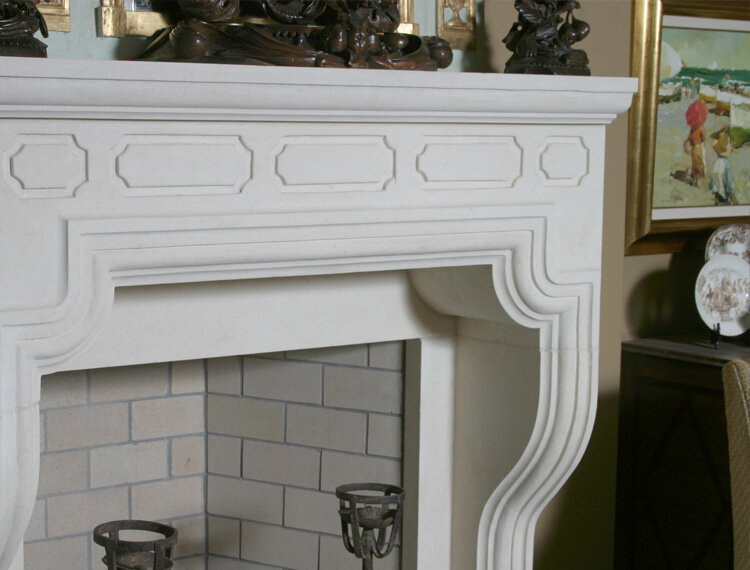 Detail of Cast Stone Fireplace surround