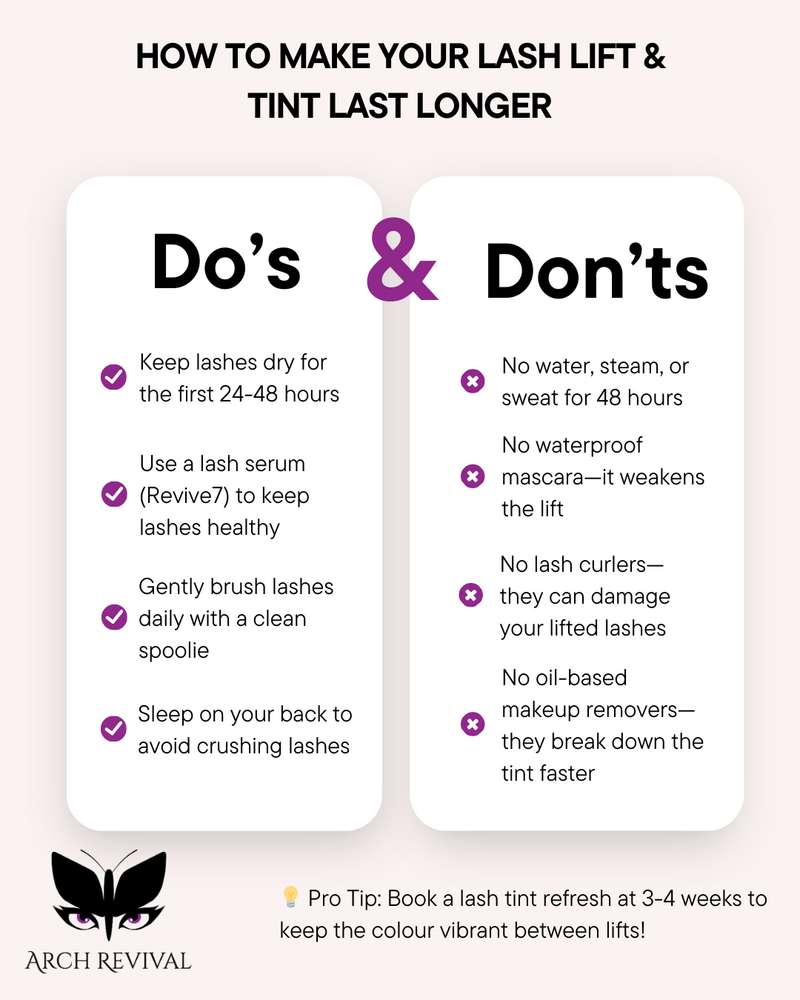 Lash lift longevity tips - expert advice on maintaining lifted, tinted lashes for long-lasting curl and definition.