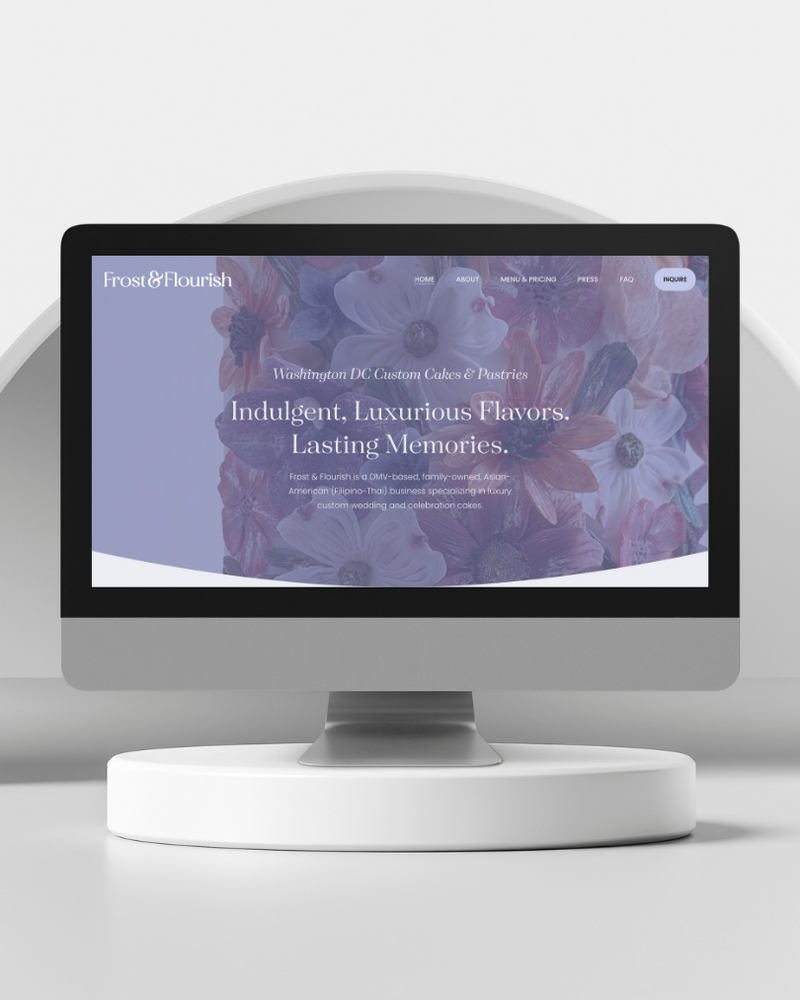 custom squarespace website design for Frost and Flourish, a Washington DC Cake Bakery and Patisserie