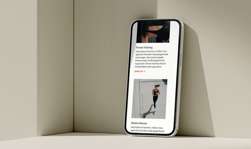 Showit website template about page, featuring fitness studio instructor bios.