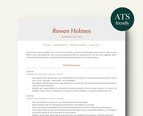 RecruitTheEmployer-ATS-Friendly-Professional-Resume-Template-Rowan