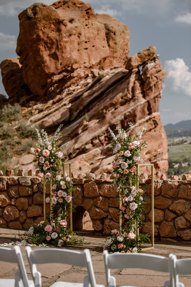 Elegant floral backdrop of the wedding ceremony site