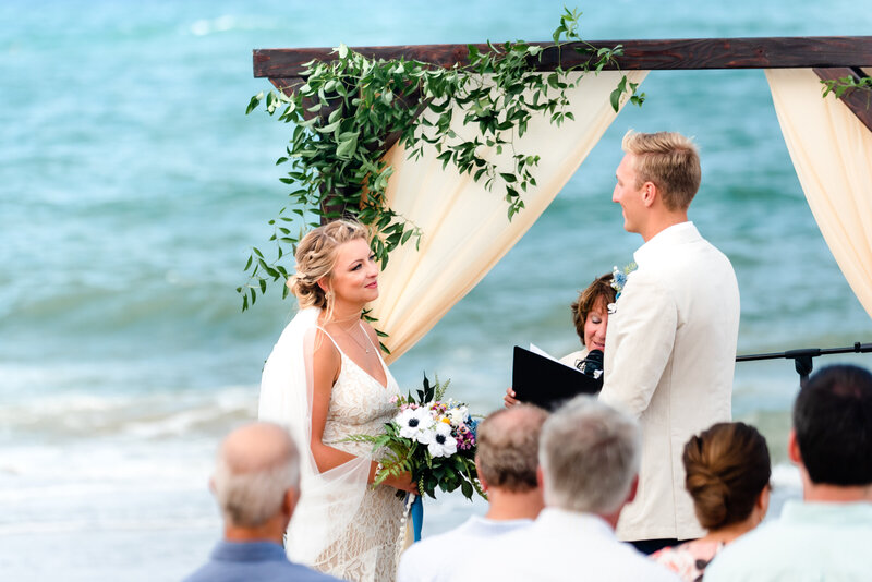 wedding ceremony on the beach  in Southern Shores, NC