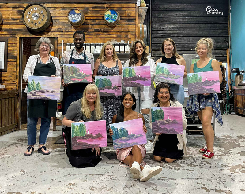 acrylic paint group photo - lighthouse park