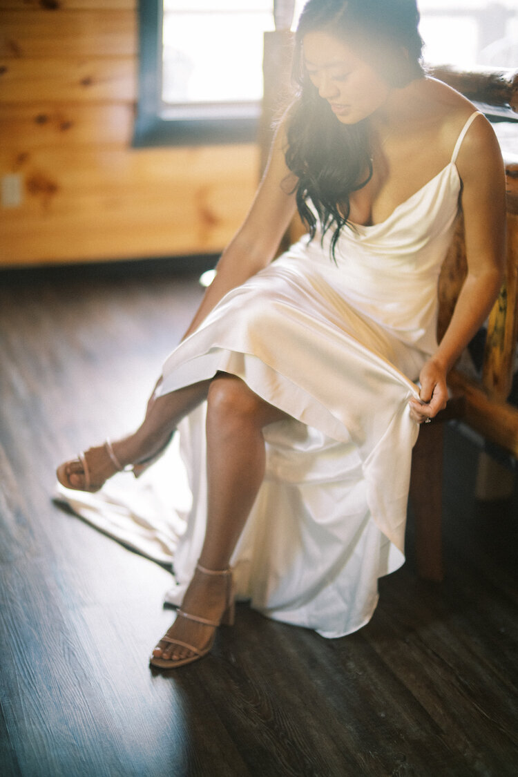Satin shoes and Italian inspired NC wedding