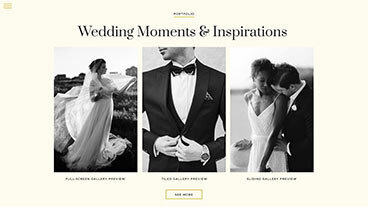 Portfolio slideshow mobile Elegant Weddings website template The Template Emporium