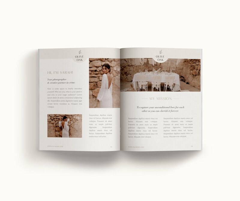 Elegant pricing guide template for photographers Olive Oak 4