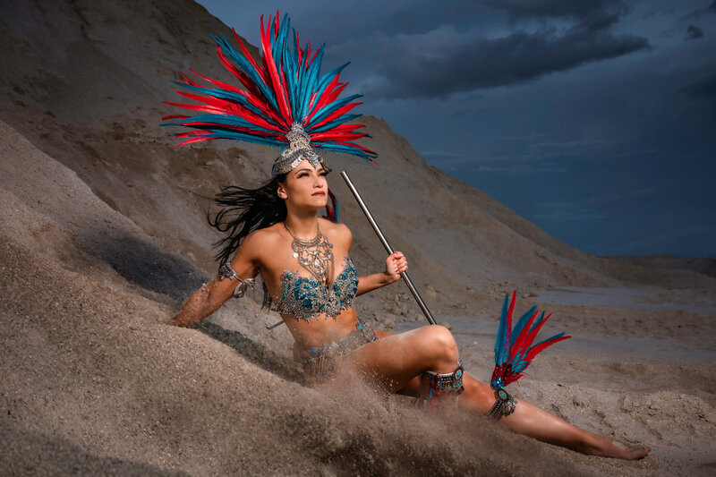 Model in stylized wardrobe for photo session by Jessica McKnight
