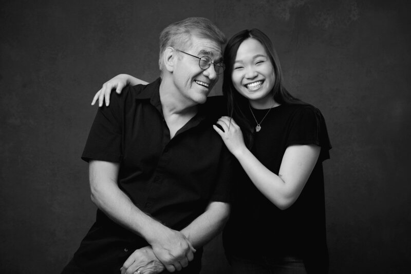 Happy Family Portrait of Father and Daughter in Studio Setting-84