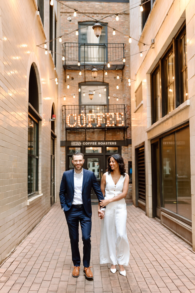 coffee date engagement photos