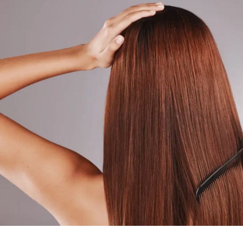 sleek red  hair with keratin treatment