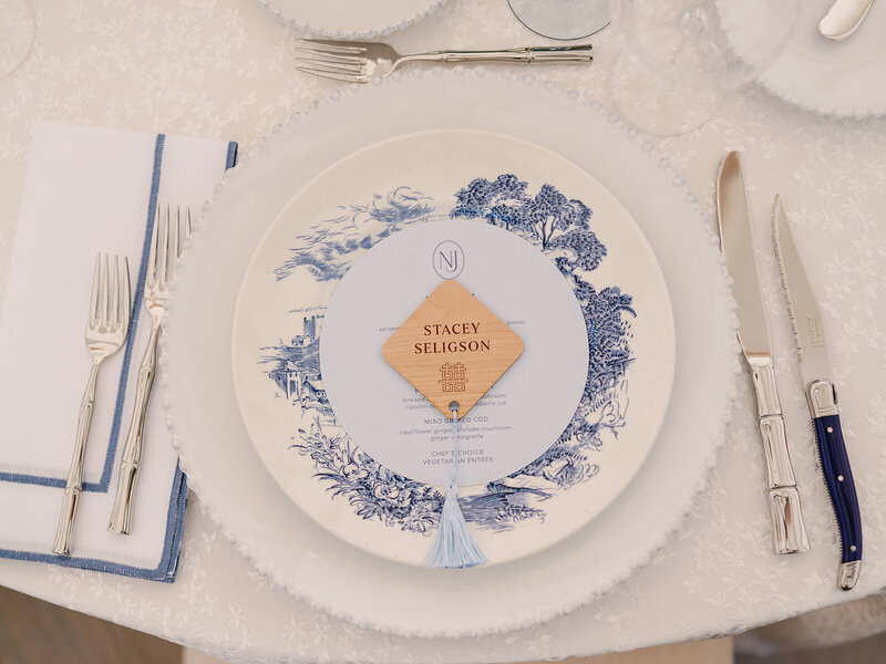 Menus and engraved wood place card