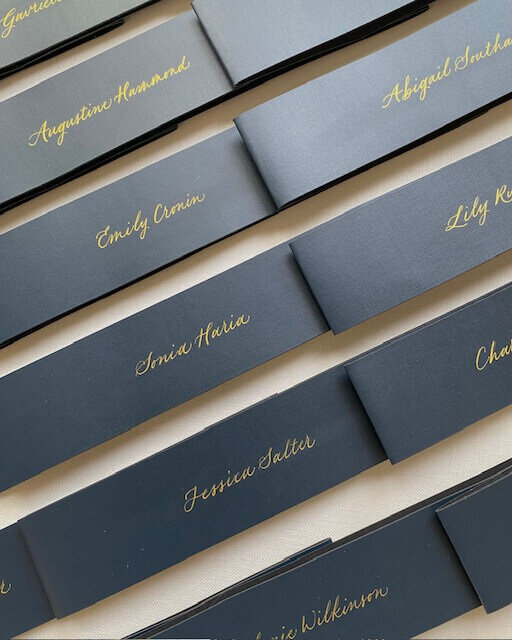 calligraphy names on blue advent calendars 