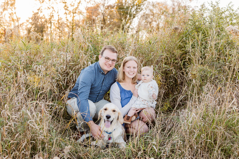 Family Portrait with golden retriever Brookfield Wisconsin 