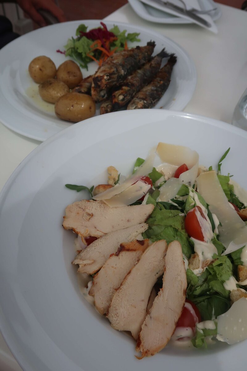 Ceaser salad and sardinhas at o Barco Restaurant Carvoeiro