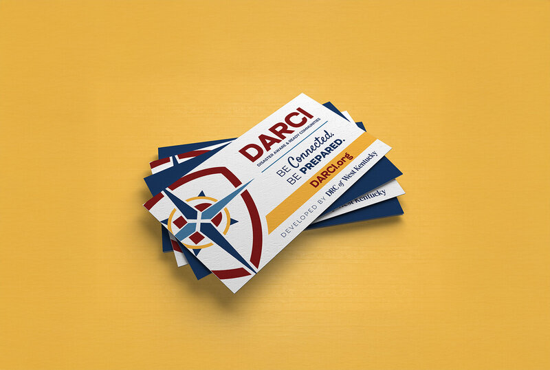 business cards for Disaster Aware and Ready Communities logo and brand design by Amanda Newman Design in Paducah, Kentucky