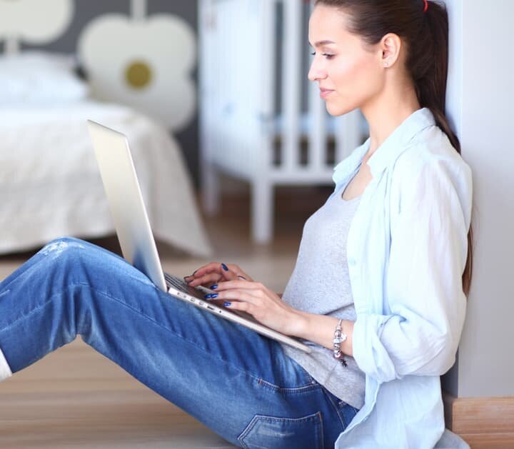 Fiction writer working on manuscript editing at home