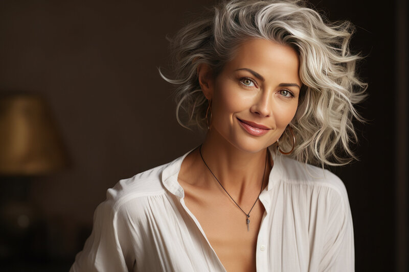 Older attractive woman smiling 