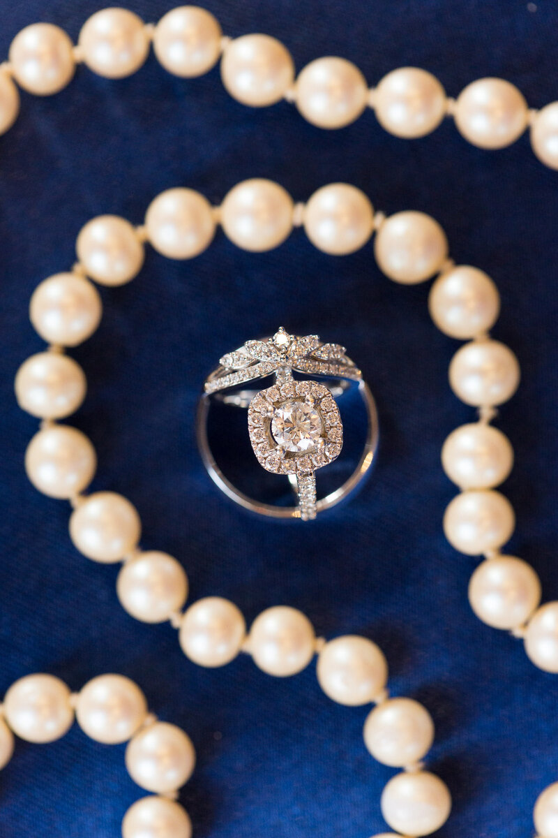 wedding ring and pearls at cityflats ballroom port huron