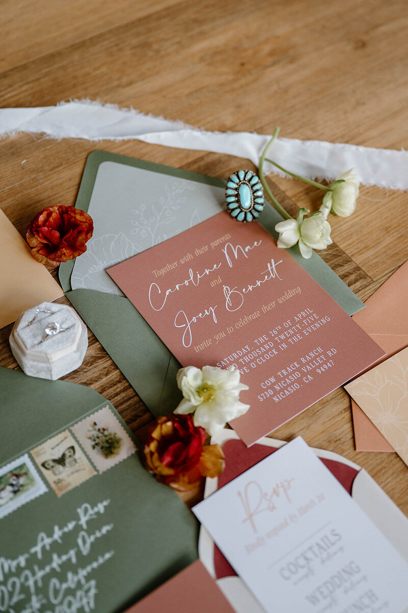 Luxury bridal shower invitation with textured paper and custom envelope liner