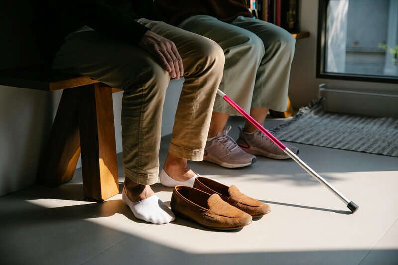 Person with cane