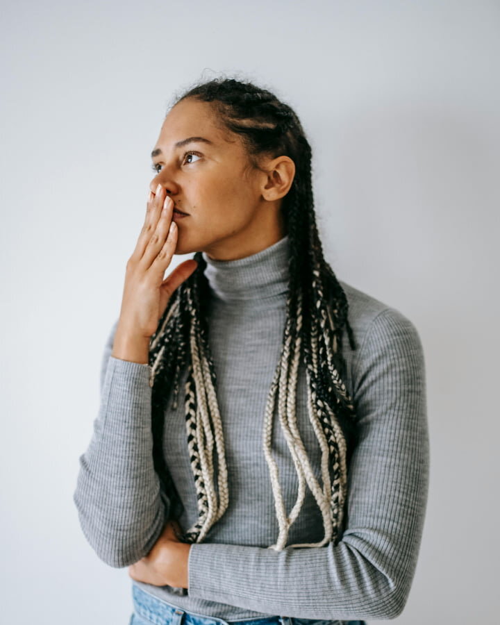 a woman looking outside