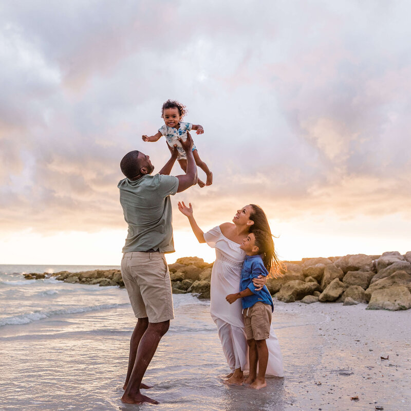 Sunset family photos on treasure Island