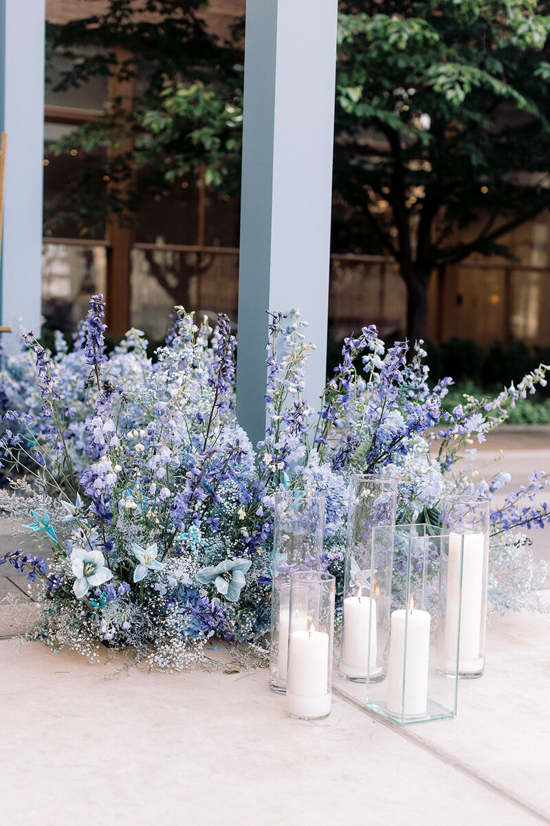 blue lavender and white boquet