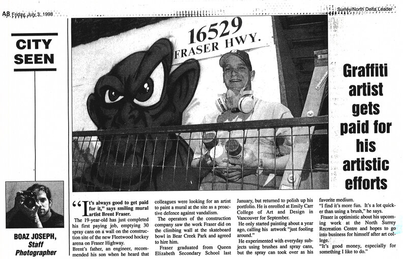 Brent Ray Fraser Surrey Leader - Graffiti Artist Gets Paid