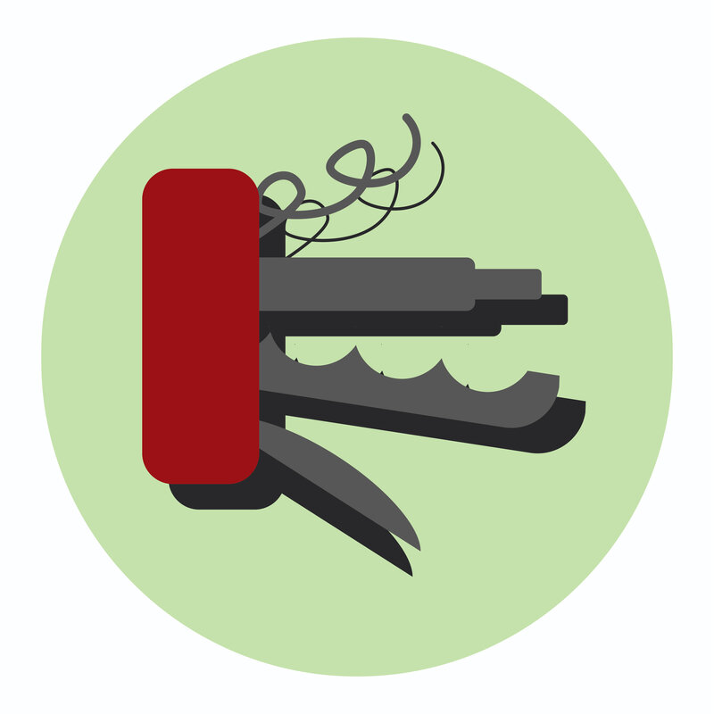 A zoomed in view of the multi tool shown on the wildfire infographic created by Ayanna Richilano Designs