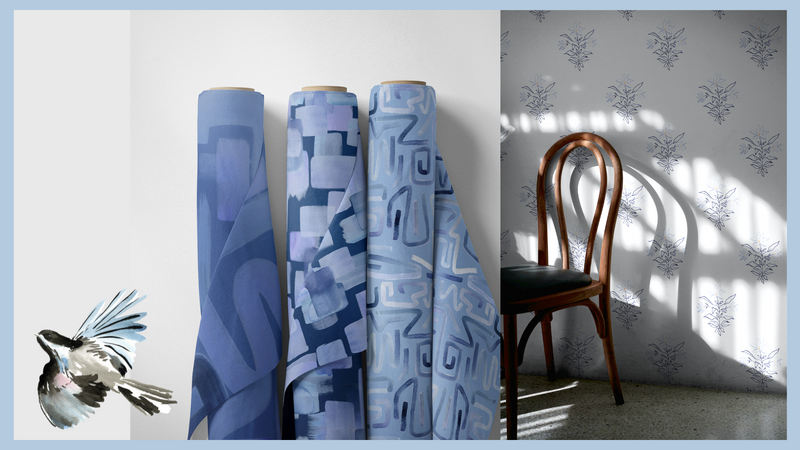 Austin, TX watercolor artist Jaime Reynolds offers hand painted custom wallpaper and home textiles for interior designers