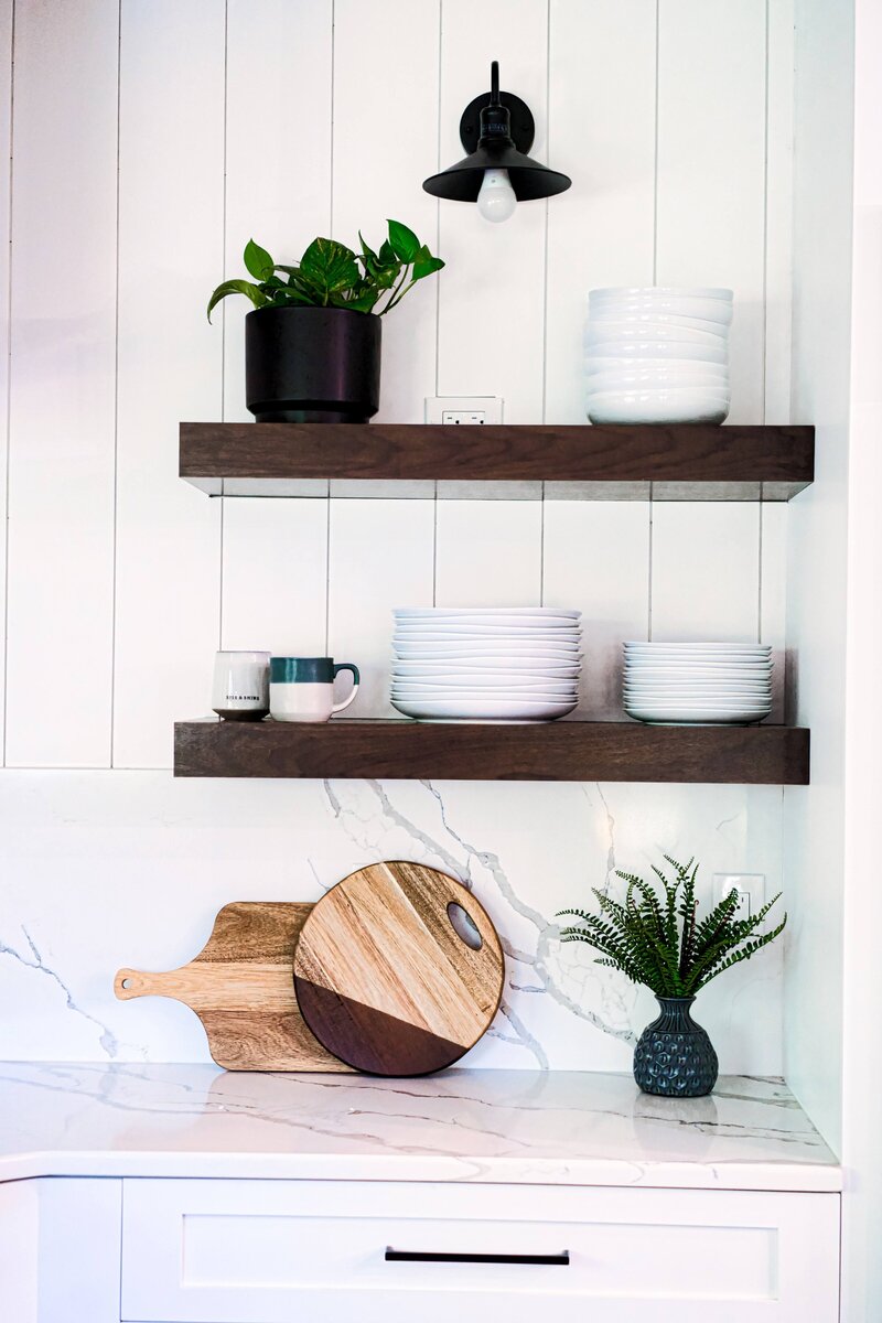 Open kitchen shelving at Modern Mission_Scarbro Design