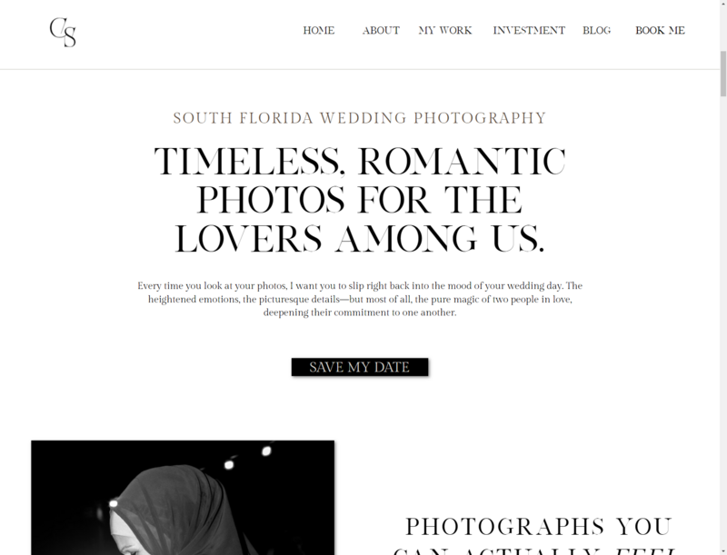 Website design and copywriting for Evermore Occasions, a wedding photographer