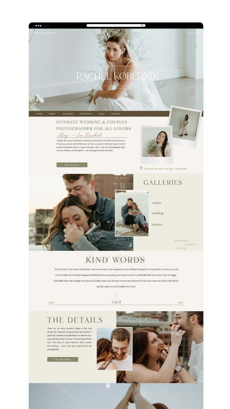 Rachel Kobernik's homepage website design