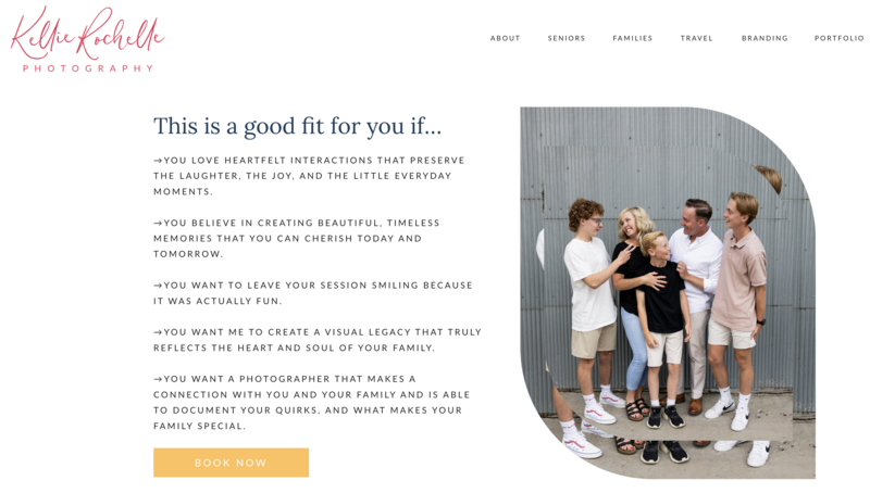 Screenshot of Kellie Rochelle's website