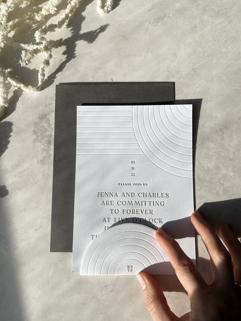geometric modern rsvp and wedding invitation