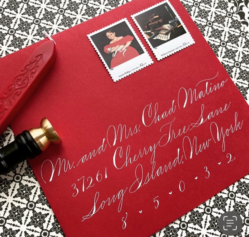 Red Modern envelope with calligraphy in Washington, DC