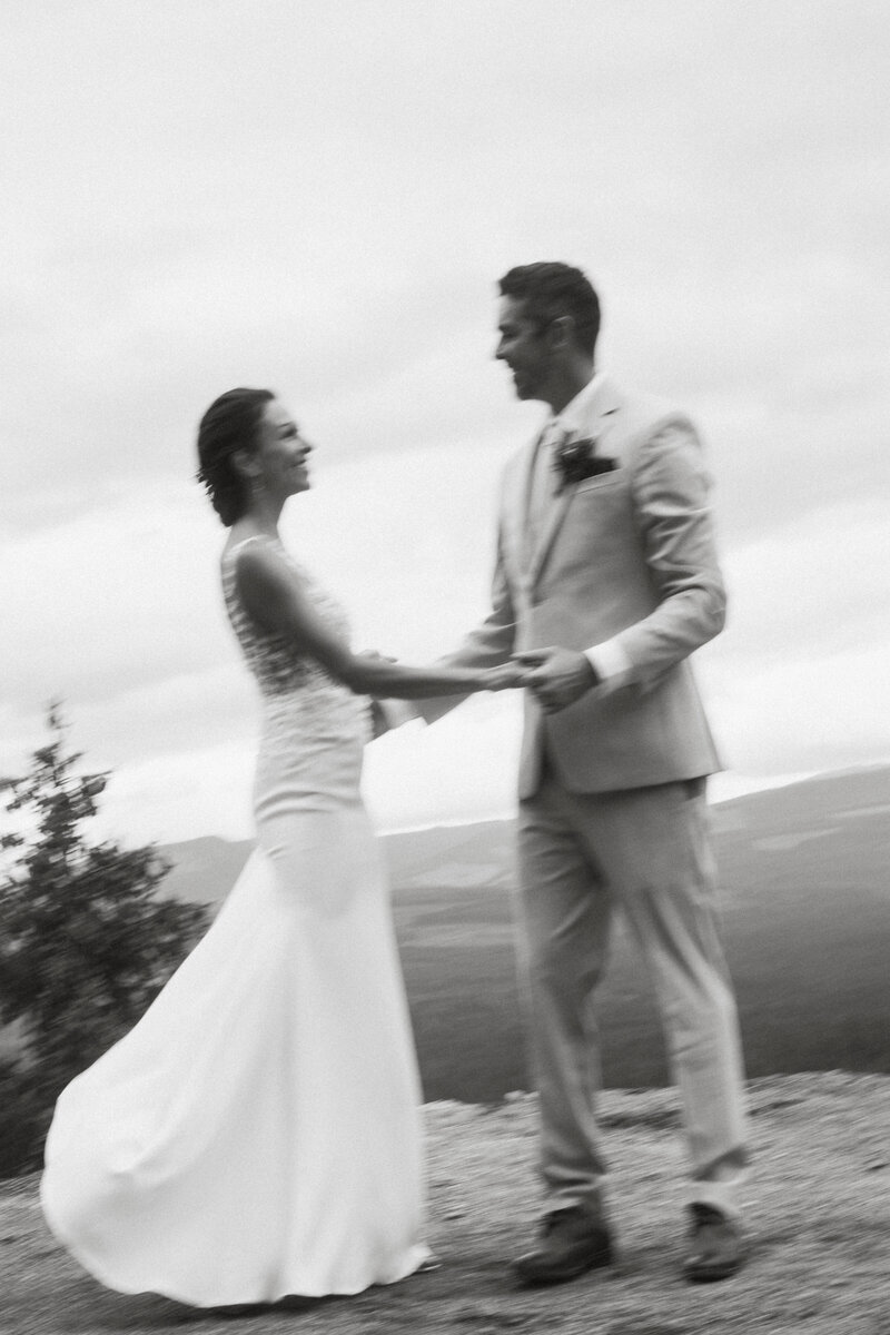 Couple dancing during their elopement on Vancouver Island, captured by Parksville photographer Rae Terrillon.