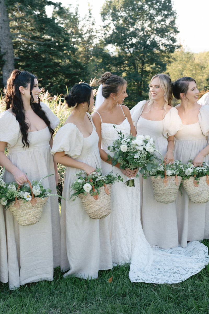 white-linen-bridesmaid-dresses