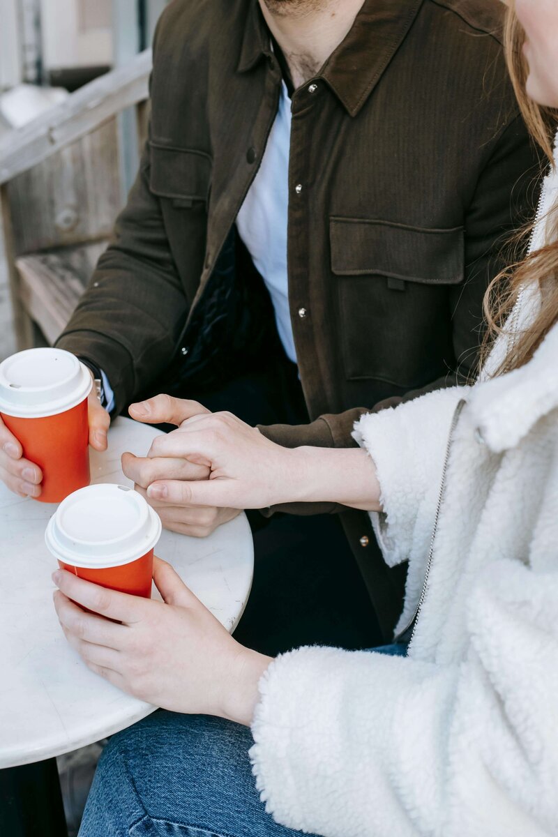 A couple enjoying a coffee shop in Temple Texas.