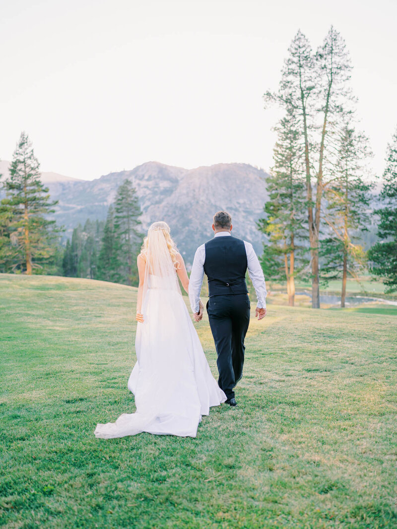 Lake Tahoe Mountain Wedding at Everlibe Resort Bride and Groom Sunset Photos