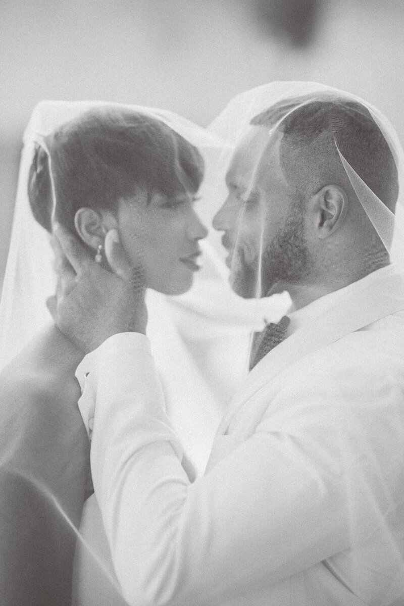 bride and groom under the veil